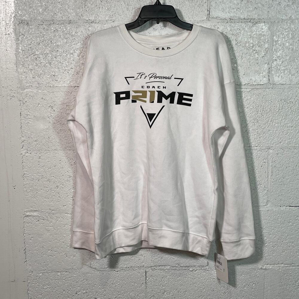 Coach Prime time, Deon Sanders, CU buffs sweatshirt woman's white Medium